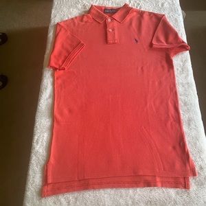 Orange Cotton Pique Knit Polo Shirt